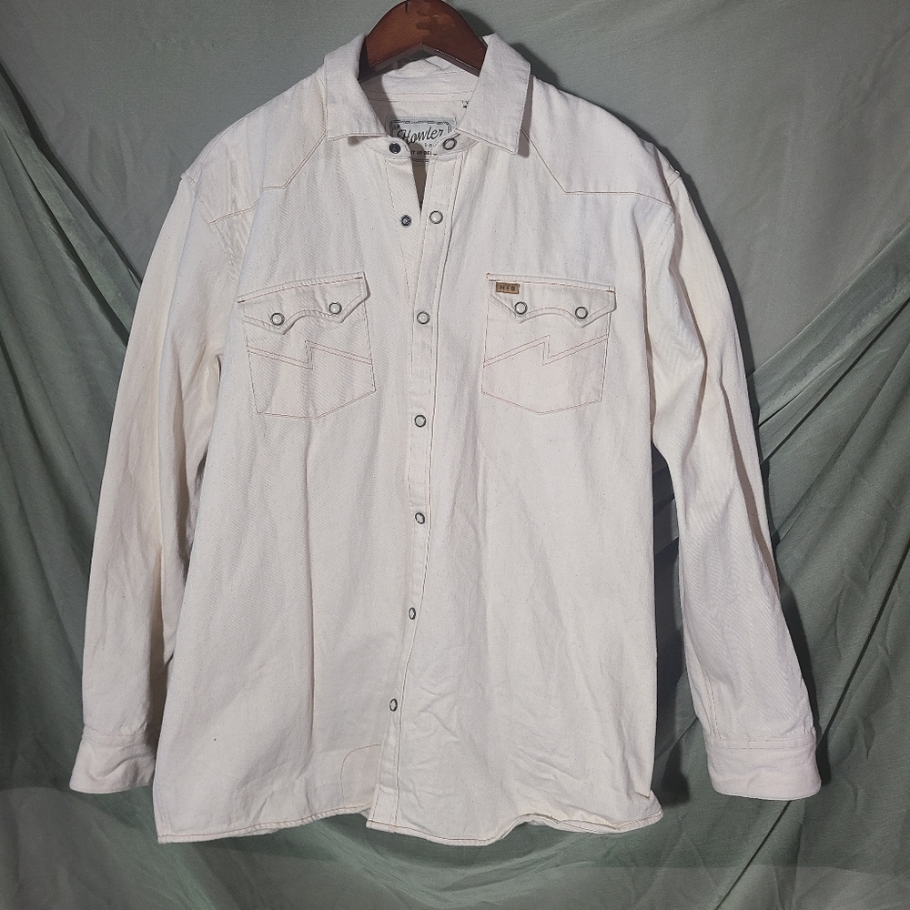 Howler Dust Up XL Cream Colored Denim Snap Shirt.